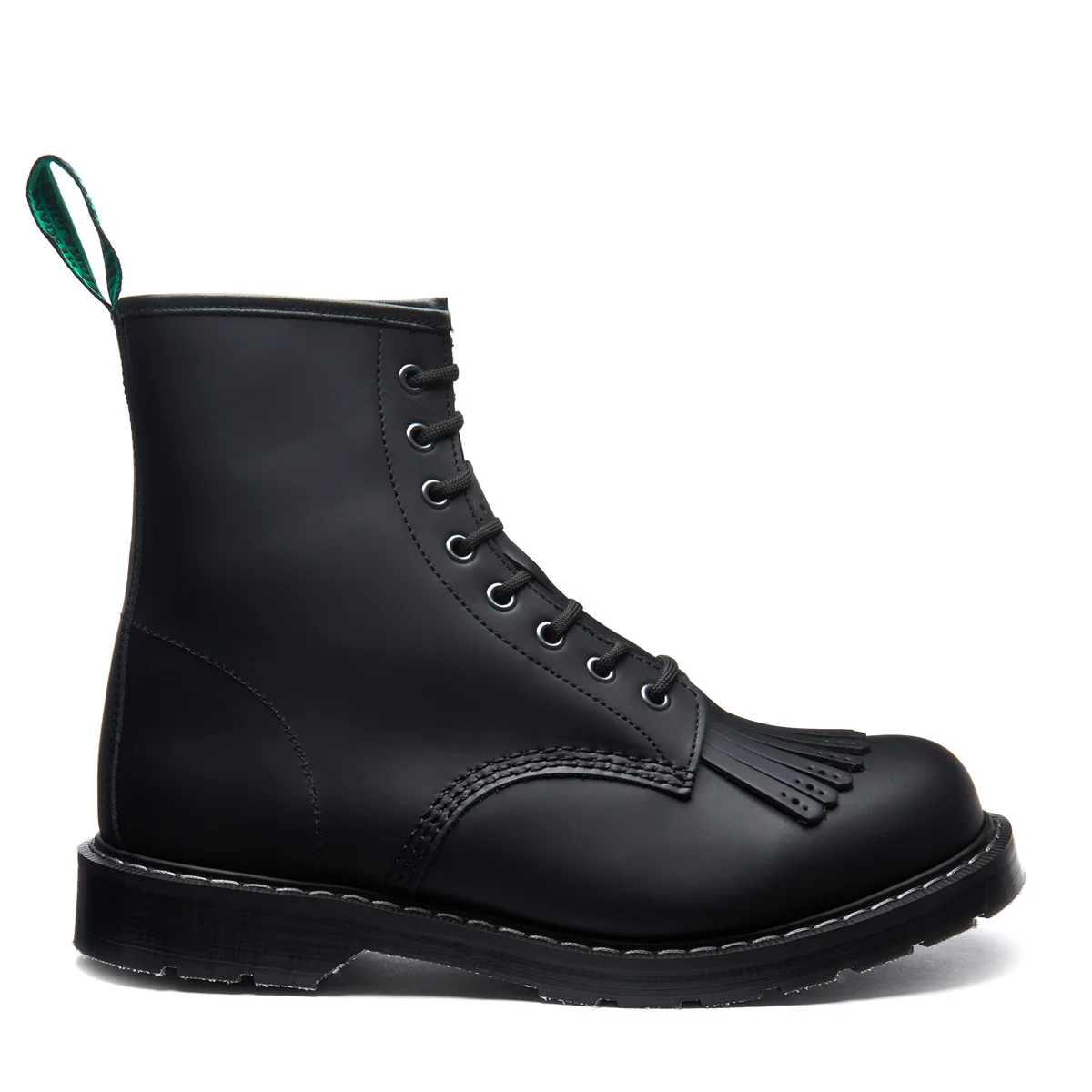 Black Greasy 8 Eye Derby Boot & Brogue Kiltie - Image 3