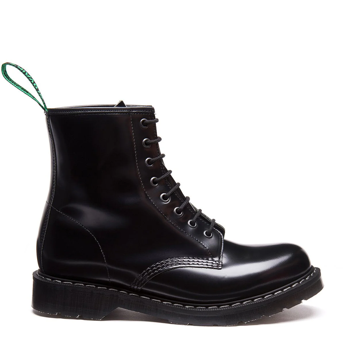 Black Hi-Shine 8 Eye Derby Boot & Zip Guard - Image 2