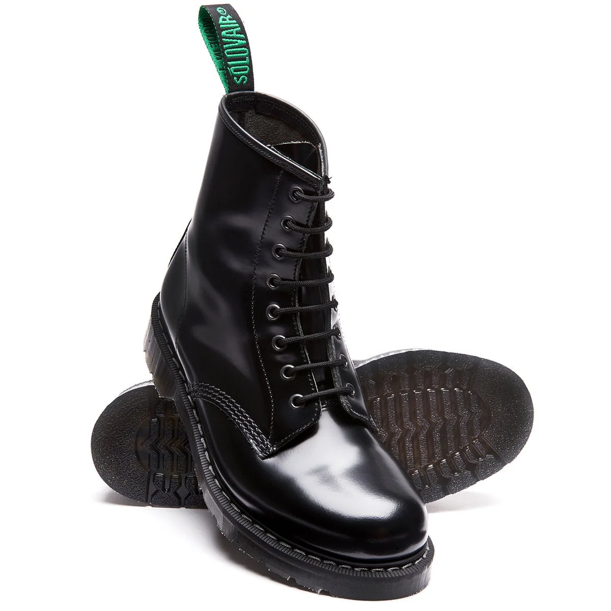 Black Hi-Shine 8 Eye Derby Boot & Zip Guard - Image 5