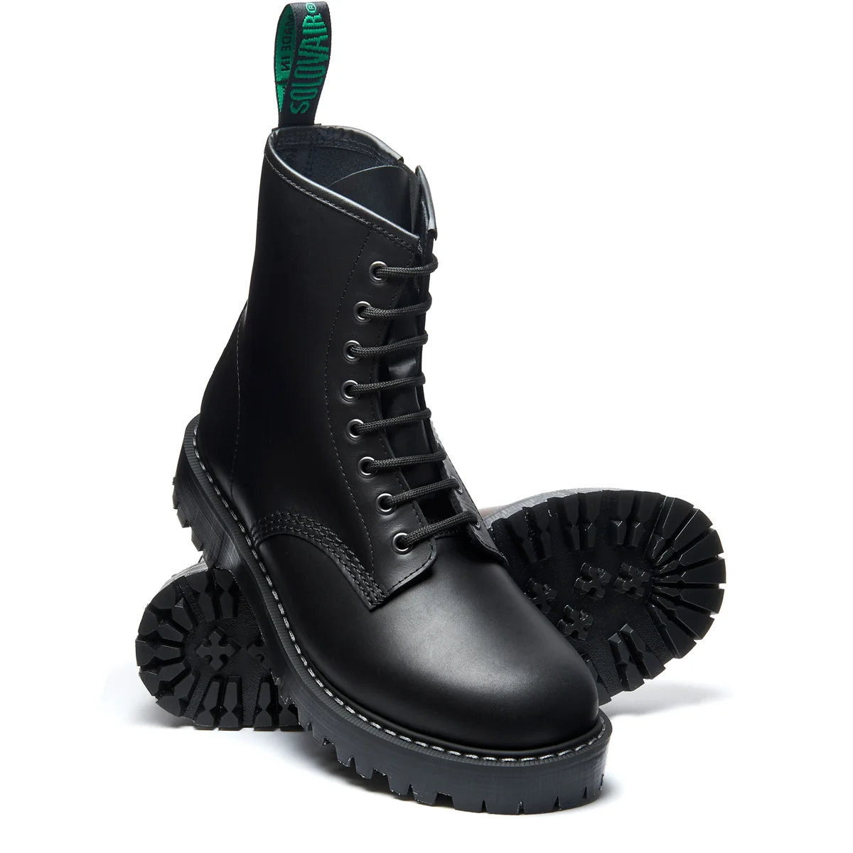 Black Greasy 8 Eye Zip Commando Derby Boot - Image 3